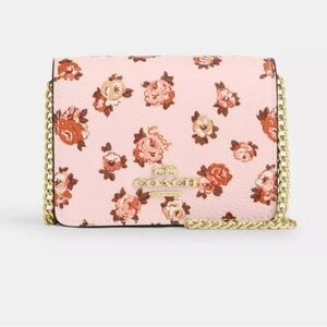 Coach Mini Wallet on a Chain Rosette Print